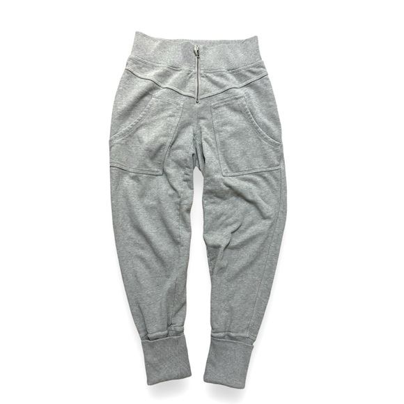 FP Movement Size S Gray Cotton Ultra High Rise Front Zip Jogger Pockets Pants - Picture 3 of 8